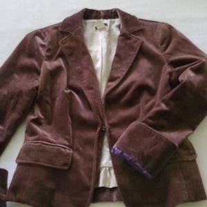 EUC J. CREW Short Brown Velvet Blazer sz 4